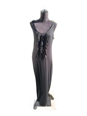 Guess Los Angeles Cascade Ruffle Jersey Maxi Dress Black Size L